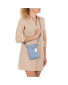 Erica azul leren tas - 14x1x21 cm