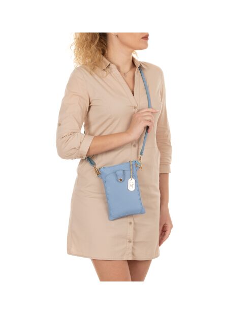 Erica azul leren tas - 14x1x21 cm