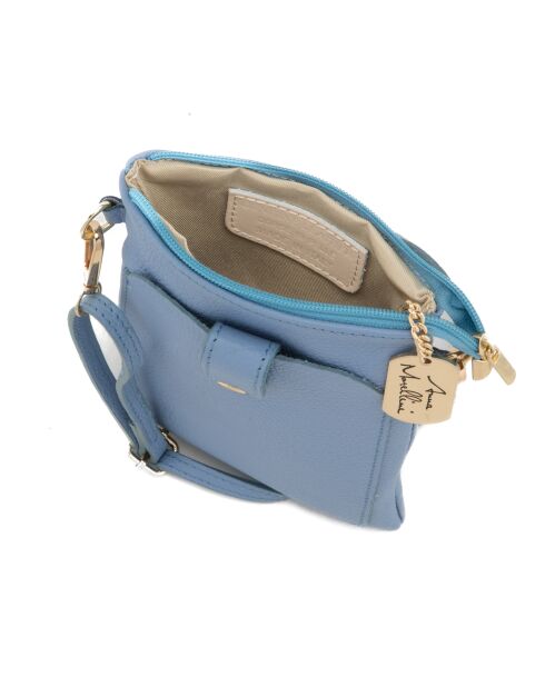 Erica azul leren tas - 14x1x21 cm
