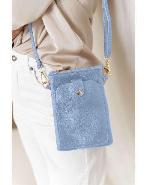 Erica azul leren tas - 14x1x21 cm