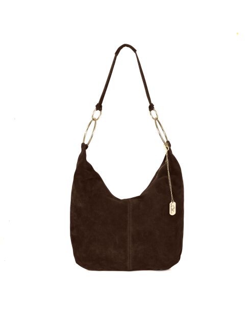 Donkerbruine leren tas van Damiana - 38x9x36 cm