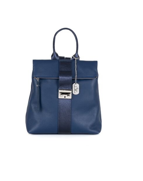 Azalea blauwe leren jeanstas - 30x11x31 cm