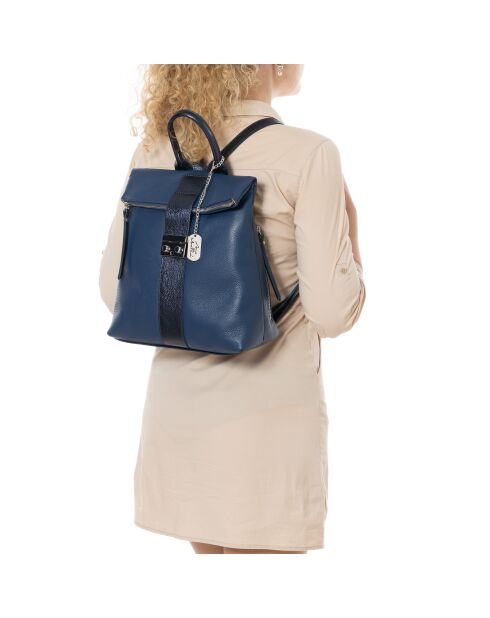 Azalea blauwe leren jeanstas - 30x11x31 cm