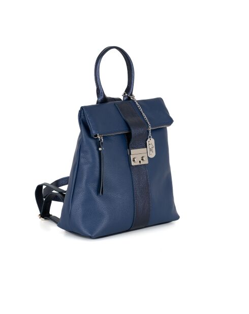 Azalea blauwe leren jeanstas - 30x11x31 cm