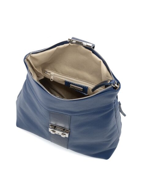 Azalea blauwe leren jeanstas - 30x11x31 cm