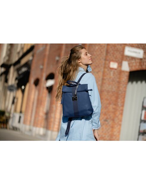 Azalea blauwe leren jeanstas - 30x11x31 cm