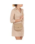 Iseppa leren tas licht taupe - 24x9x21 cm