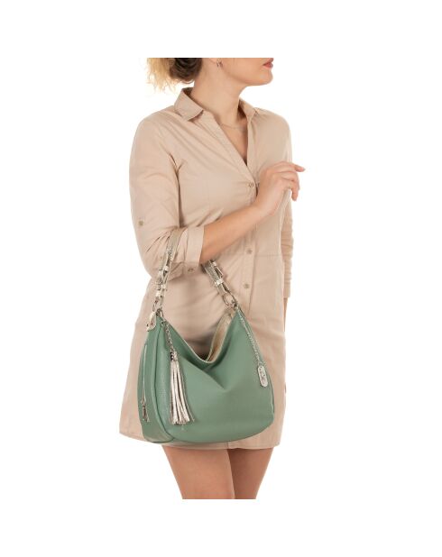 Fiorella mintfarbene Ledertasche - 30x9x27 cm