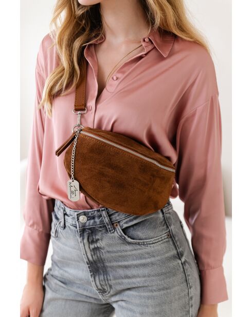 Bruine leren tas Filellia - 25x1x14 cm