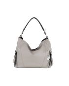 Noalia grijs-zwarte leren tas - 32x12x25 cm