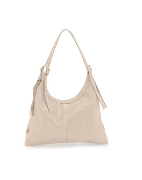 Beige leren tas Sylviana - 39x4x27 cm