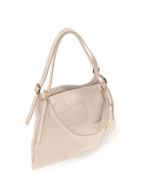 Beige leren tas Sylviana - 39x4x27 cm