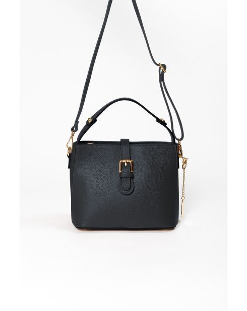 Adelma zwarte leren tas - 25x14x20 cm