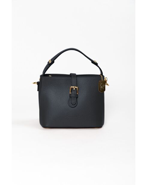 Adelma zwarte leren tas - 25x14x20 cm