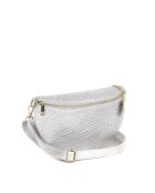 Rufina zilveren leren tas - 30x9x18 cm