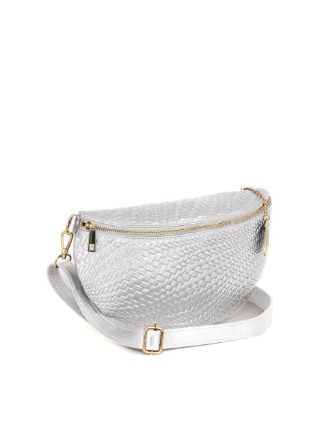 Rufina zilveren leren tas - 30x9x18 cm