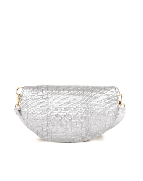 Rufina zilveren leren tas - 30x9x18 cm