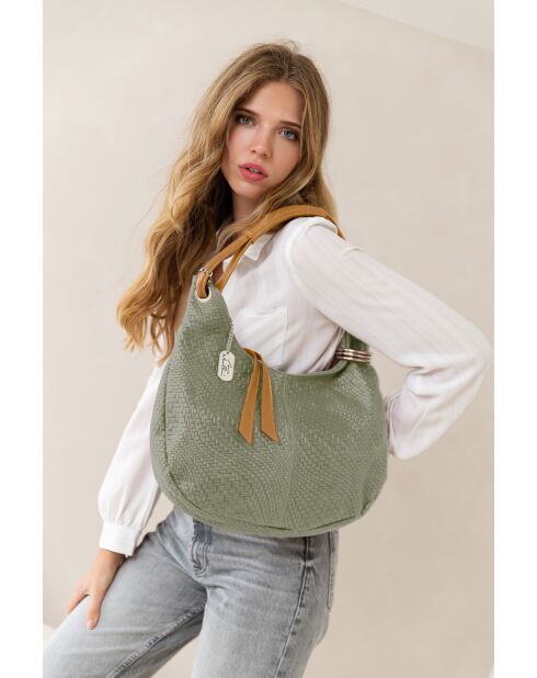 Concetta leren tas groen leer - 38x10x34 cm