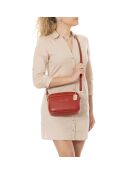 Campari rode leren tas Tabita - 22x10x15 cm