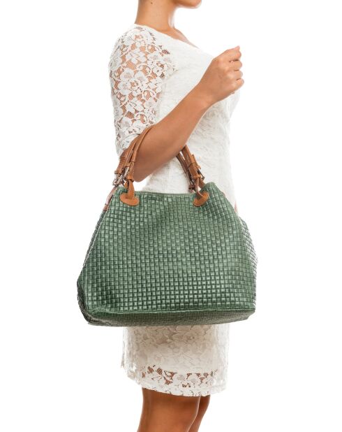 Fosdinovo d groene leren tas - 37x15x45 cm