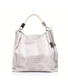 Allessandra beige leren tas - 38x14x36 cm