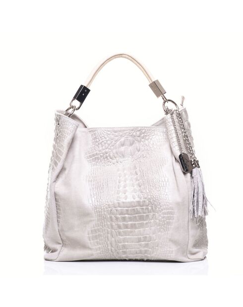 Allessandra beige leren tas - 38x14x36 cm