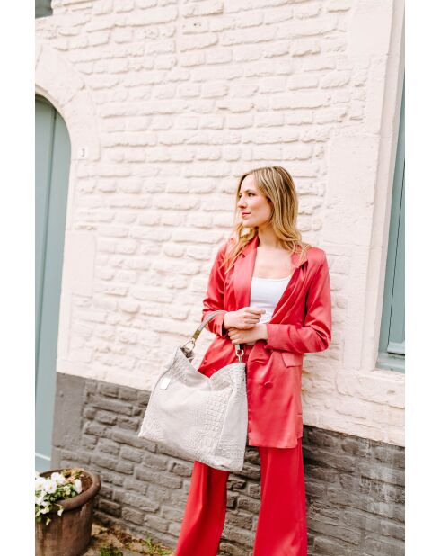 Allessandra beige leren tas - 38x14x36 cm