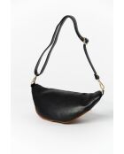 Carola cuoio-zwarte leren tas - 32x9,5x16 cm