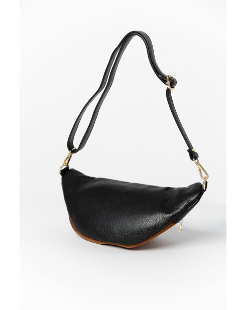 Carola cuoio-zwarte leren tas - 32x9,5x16 cm