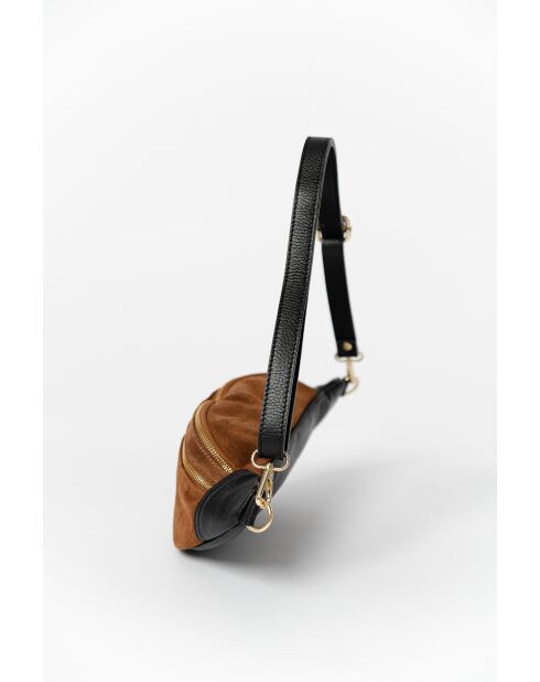 Carola cuoio-zwarte leren tas - 32x9,5x16 cm