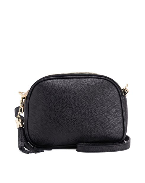 Monte Sparagio zwarte leren tas - 23x7x17 cm