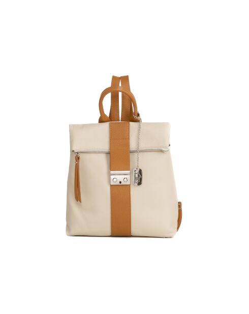 Azalea beige-cuoio leren tas - 30x11x31 cm