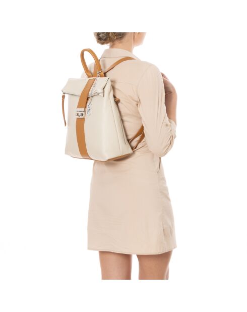 Azalea beige-cuoio leren tas - 30x11x31 cm