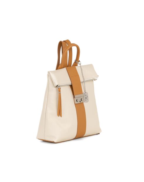 Azalea beige-cuoio leren tas - 30x11x31 cm