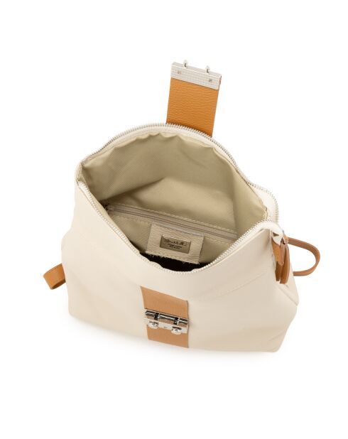 Azalea beige-cuoio leren tas - 30x11x31 cm