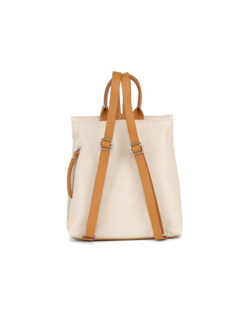 Azalea beige-cuoio leren tas - 30x11x31 cm