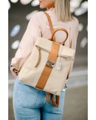 Azalea beige-cuoio leren tas - 30x11x31 cm