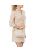 Tabita beige leren tas - 22x10x15 cm