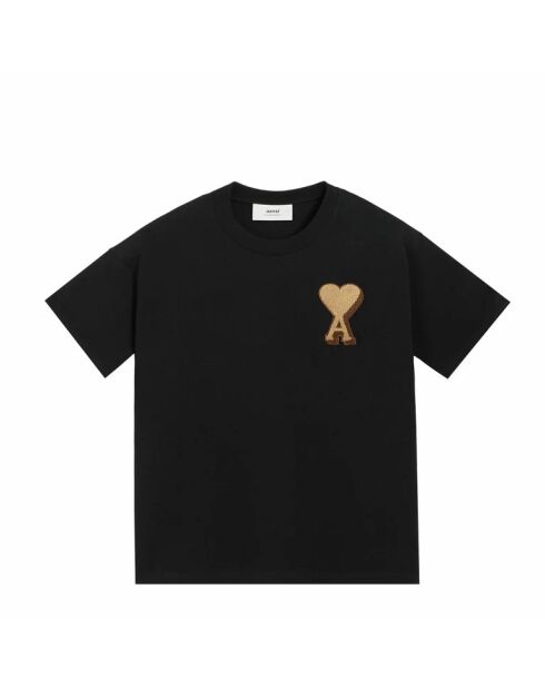 Schwarzes T-Shirt mit Aufnäher „Heart Friend“