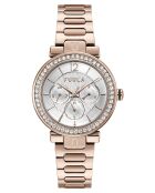 Aurore analoog dameshorloge in roze roestvrij staal