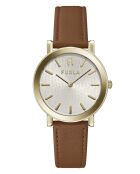 Manon analoog dameshorloge in bruin roestvrij staal