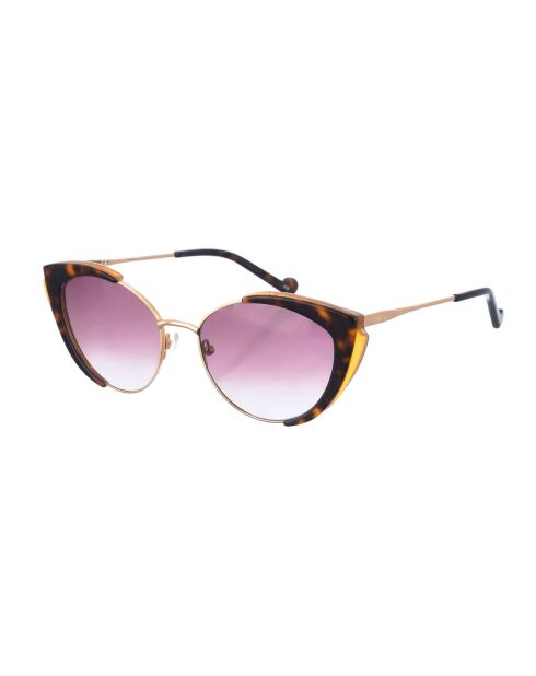 LJ709S Havana Bruin-gouden acetaat Cat Eye-zonnebril