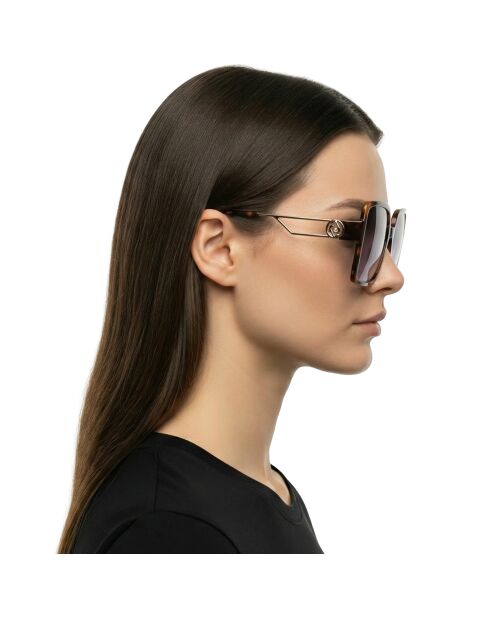 LJ763SR Havana oversized vierkante zonnebril