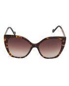 LJ752S dark havana oversized zonnebril van acetaat met kattenoog