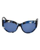 LJ787S kattenoogzonnebril van acetaat met blauwe patronen