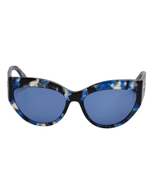 LJ787S kattenoogzonnebril van acetaat met blauwe patronen