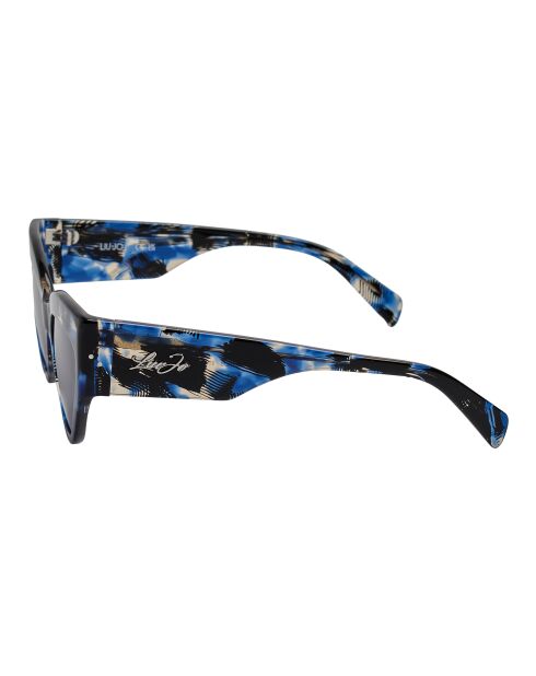 LJ787S kattenoogzonnebril van acetaat met blauwe patronen