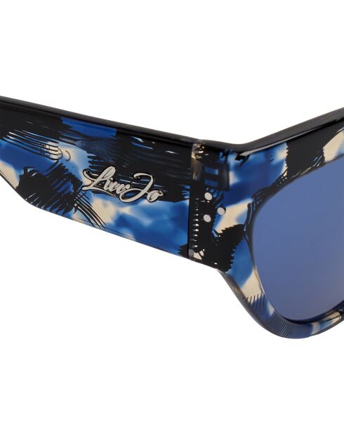 LJ787S kattenoogzonnebril van acetaat met blauwe patronen