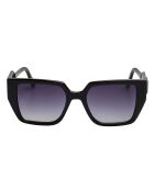 KL6098S N Rechthoekige zonnebril van gerecycled plastic in zwart