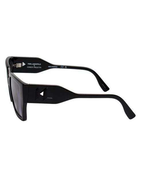 KL6098S N Rechthoekige zonnebril van gerecycled plastic in zwart